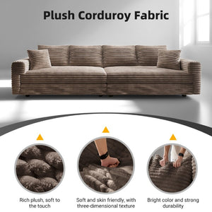English Elm 102.4 Inch Plush Corduroy Four Seat Cloud Sofa with Convertible Ottomans for Living Room W1885S00466