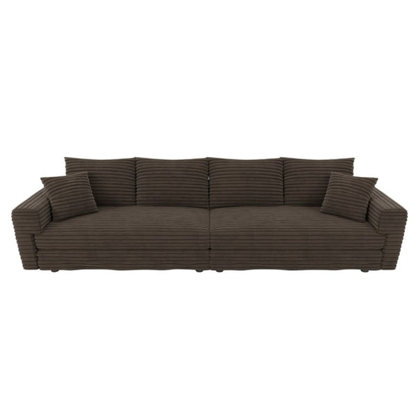 English Elm 102.4 Inch Plush Corduroy Four Seat Cloud Sofa with Convertible Ottomans for Living Room W1885S00466