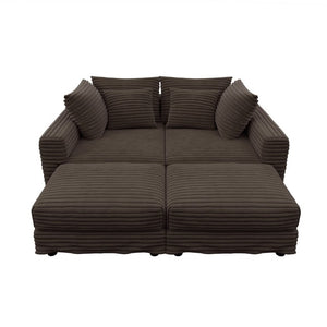 English Elm 102.4 Inch Plush Corduroy Four Seat Cloud Sofa with Convertible Ottomans for Living Room W1885S00466