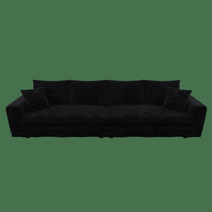 English Elm 102.4 Plush Corduroy Cloud Sofa Deep Seat Convertible 4-Seater with Ottomans Black W1885S00468