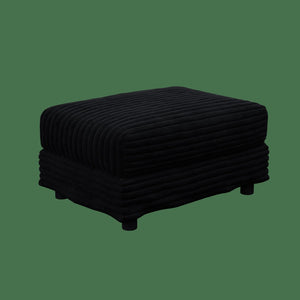 English Elm 102.4 Plush Corduroy Cloud Sofa Deep Seat Convertible 4-Seater with Ottomans Black W1885S00468