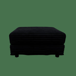 English Elm 102.4 Plush Corduroy Cloud Sofa Deep Seat Convertible 4-Seater with Ottomans Black W1885S00468