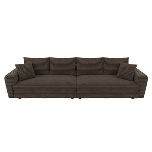 English Elm 102.4 Inch Plush Corduroy Cloud Sofa with Deep Seats Three Ottomans and Convertible Lounging W1885S00471