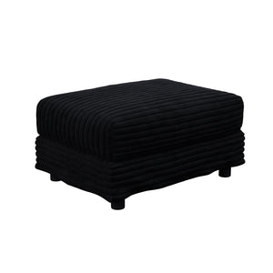 English Elm 102.4 Inch Corduroy Cloud Sofa with Three Ottomans Deep Seat Plush Living Room Couch Black W1885S00473