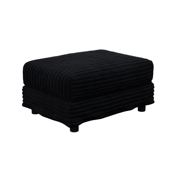 English Elm 102.4 Inch Corduroy Cloud Sofa with Three Ottomans Deep Seat Plush Living Room Couch Black W1885S00473