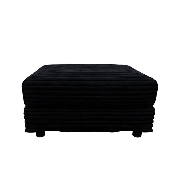English Elm 102.4 Inch Corduroy Cloud Sofa with Three Ottomans Deep Seat Plush Living Room Couch Black W1885S00473