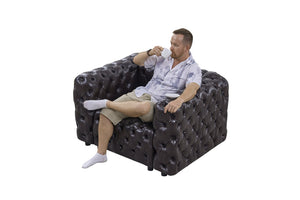 English Elm 48.4 Inch Modular Faux Leather Single Seat Sectional Sofa with Button Tufted Design Brown W1885S00487