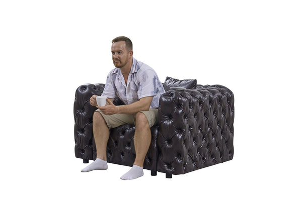 English Elm 48.4 Inch Modular Faux Leather Single Seat Sectional Sofa with Button Tufted Design Brown W1885S00487