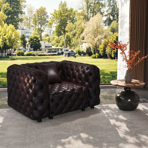 English Elm 48.4 Inch Modular Faux Leather Single Seat Sectional Sofa with Button Tufted Design Brown W1885S00487