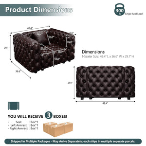 English Elm 48.4 Inch Modular Faux Leather Single Seat Sectional Sofa with Button Tufted Design Brown W1885S00487