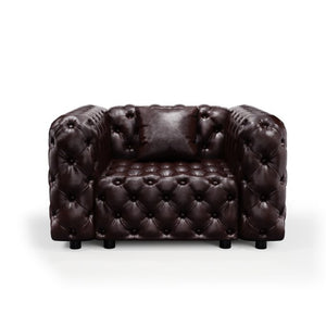 English Elm 48.4 Inch Modular Faux Leather Single Seat Sectional Sofa with Button Tufted Design Brown W1885S00487