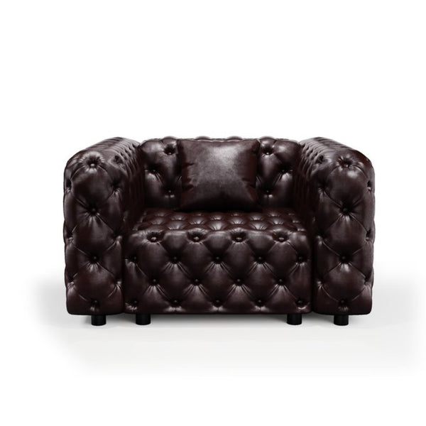 English Elm 48.4 Inch Modular Faux Leather Single Seat Sectional Sofa with Button Tufted Design Brown W1885S00487
