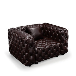English Elm 48.4 Inch Modular Faux Leather Single Seat Sectional Sofa with Button Tufted Design Brown W1885S00487