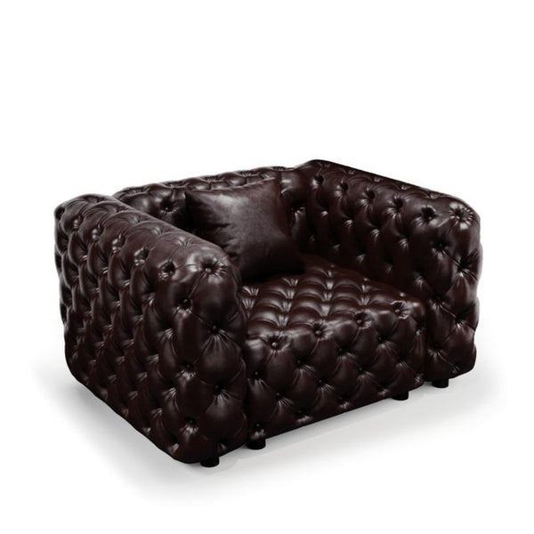 English Elm 48.4 Inch Modular Faux Leather Single Seat Sectional Sofa with Button Tufted Design Brown W1885S00487