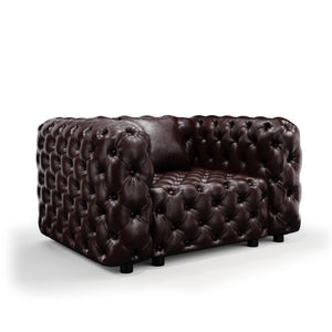 English Elm 48.4 Inch Modular Faux Leather Single Seat Sectional Sofa with Button Tufted Design Brown W1885S00487