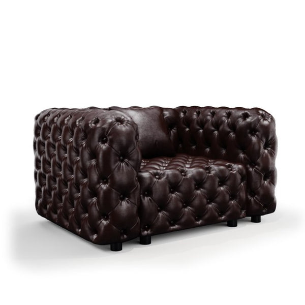 English Elm 48.4 Inch Modular Faux Leather Single Seat Sectional Sofa with Button Tufted Design Brown W1885S00487