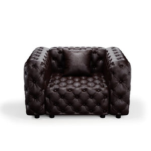 English Elm 48.4 Inch Modular Faux Leather Single Seat Sectional Sofa with Button Tufted Design Brown W1885S00487