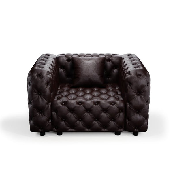 English Elm 48.4 Inch Modular Faux Leather Single Seat Sectional Sofa with Button Tufted Design Brown W1885S00487