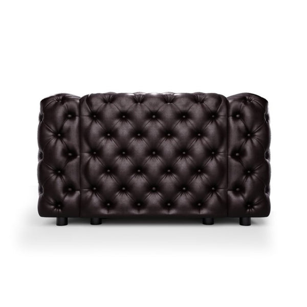 English Elm 48.4 Inch Modular Faux Leather Single Seat Sectional Sofa with Button Tufted Design Brown W1885S00487