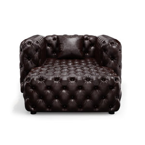 English Elm 48.4 Inch Faux Leather Modular Sectional Sofa with Italian Tufting and Ottoman Included Brown W1885S00488