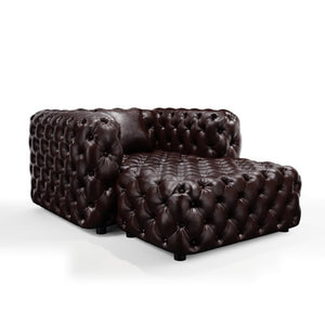 English Elm 48.4 Inch Faux Leather Modular Sectional Sofa with Italian Tufting and Ottoman Included Brown W1885S00488