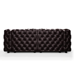 English Elm 77" Faux Leather Modular Sectional Sofa Hand Tufted Italian Style for Living Room Brown W1885S00489