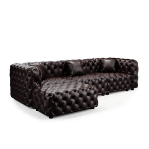 English Elm 105.7" Modular Faux Leather Sectional Sofa with Hand Tufted Italian Style and Ottoman W1885S00494