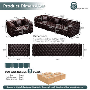 English Elm Modern Button Tufted Faux Leather Modular Sectional Sofa with 26 Configurable Layouts Brown W1885S00495