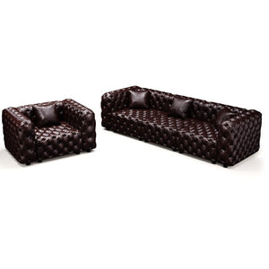 English Elm Modern Button Tufted Faux Leather Modular Sectional Sofa with 26 Configurable Layouts Brown W1885S00495