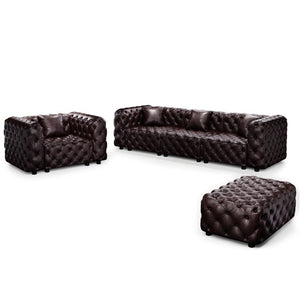English Elm Modern Faux Leather Modular Sectional Sofa with Italian Tufting Ottoman Living Room Brown W1885S00496