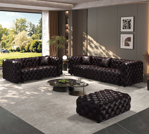 English Elm Modern Faux Leather Modular Sectional Sofa with Tufted Cushions Ottoman and Pillows Brown W1885S00500