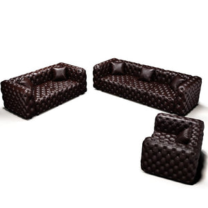 English Elm Modern Tufted Faux Leather Modular Sectional Sofa Six Seat Living Room Couch Brown W1885S00501