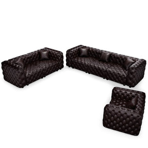 English Elm Modern Tufted Faux Leather Modular Sectional Sofa Six Seat Living Room Couch Brown W1885S00501