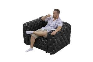 English Elm 48.4 Inch Modular Faux Leather Single Seat Sectional Sofa with Button Tufted Design Black W1885S00512