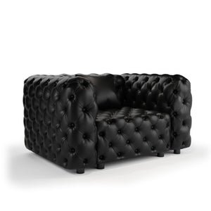 English Elm 48.4 Inch Modular Faux Leather Single Seat Sectional Sofa with Button Tufted Design Black W1885S00512