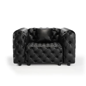 English Elm 48.4 Inch Modular Faux Leather Single Seat Sectional Sofa with Button Tufted Design Black W1885S00512