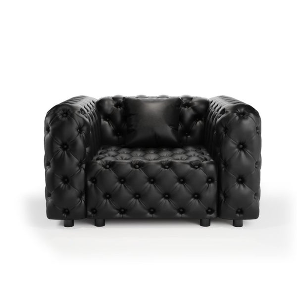 English Elm 48.4 Inch Modular Faux Leather Single Seat Sectional Sofa with Button Tufted Design Black W1885S00512