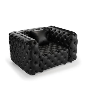 English Elm 48.4 Inch Modular Faux Leather Single Seat Sectional Sofa with Button Tufted Design Black W1885S00512