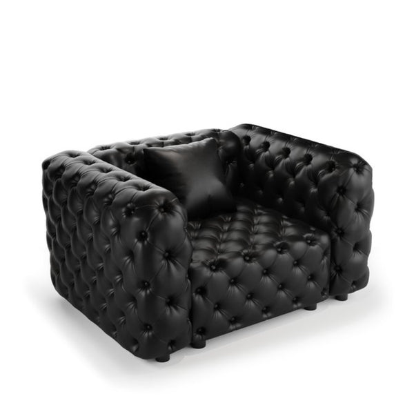English Elm 48.4 Inch Modular Faux Leather Single Seat Sectional Sofa with Button Tufted Design Black W1885S00512