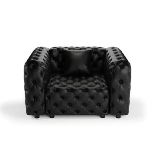 English Elm 48.4 Inch Modular Faux Leather Single Seat Sectional Sofa with Button Tufted Design Black W1885S00512
