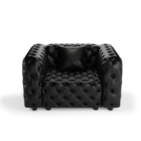 English Elm 48.4 Inch Modular Faux Leather Single Seat Sectional Sofa with Button Tufted Design Black W1885S00512