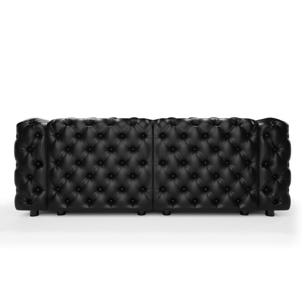 English Elm 77" Faux Leather Modular Sectional Sofa Hand Tufted Italian Style for Living Room Black W1885S00514