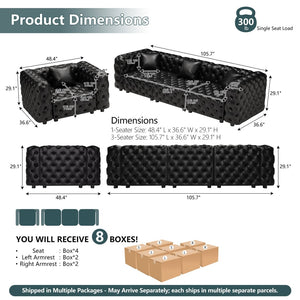 English Elm Modern Button Tufted Faux Leather Modular Sectional Sofa with 26 Configurable Layouts Black W1885S00520