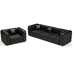 English Elm Modern Button Tufted Faux Leather Modular Sectional Sofa with 26 Configurable Layouts Black W1885S00520