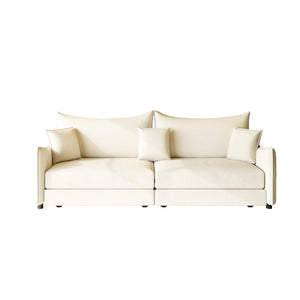 English Elm 81.9" King Velvet Sleeper Sofa with Gold Trim Converts From Couch to Flat Bed Beige+White W1885S00537