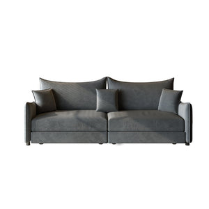 English Elm 81.9" King Velvet Sleeper Sofa with Gold Trim Converts From Couch to Flat Bed Dark Grey W1885S00538