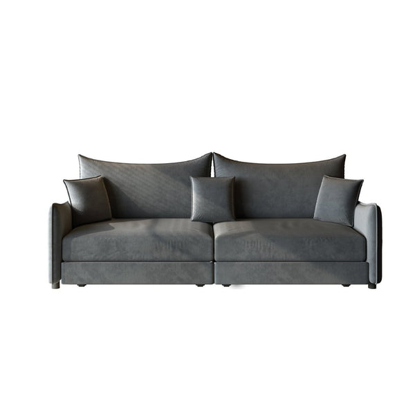 English Elm 81.9" King Velvet Sleeper Sofa with Gold Trim Converts From Couch to Flat Bed Dark Grey W1885S00538