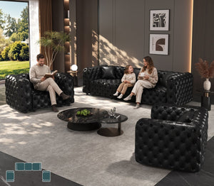 English Elm Modern Faux Leather Modular Sectional Sofa Tufted 5 Seat Living Room Couch Black W1885S00546