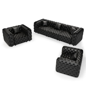 English Elm Modern Faux Leather Modular Sectional Sofa Tufted 5 Seat Living Room Couch Black W1885S00546