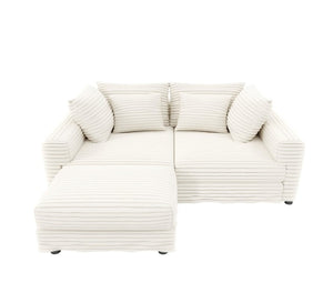 English Elm 102.4 Inch Corduroy 4-Seat Cloud Couch with Ottoman Deep Cushions Living Room W1885S00548